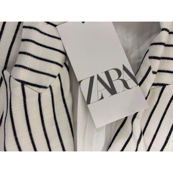 Zara Women Blazer Jacket XS White Striped Oversized Double Breasted 3455/543 NWT - Picture 7 of 13